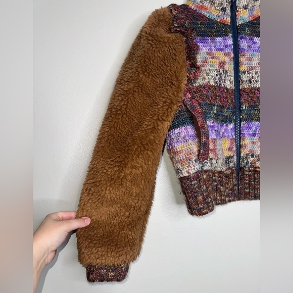 Sea New York Felicity Crochet & Sherpa Sleeve Jacket Brown Multi XXS - Picture 4 of 9